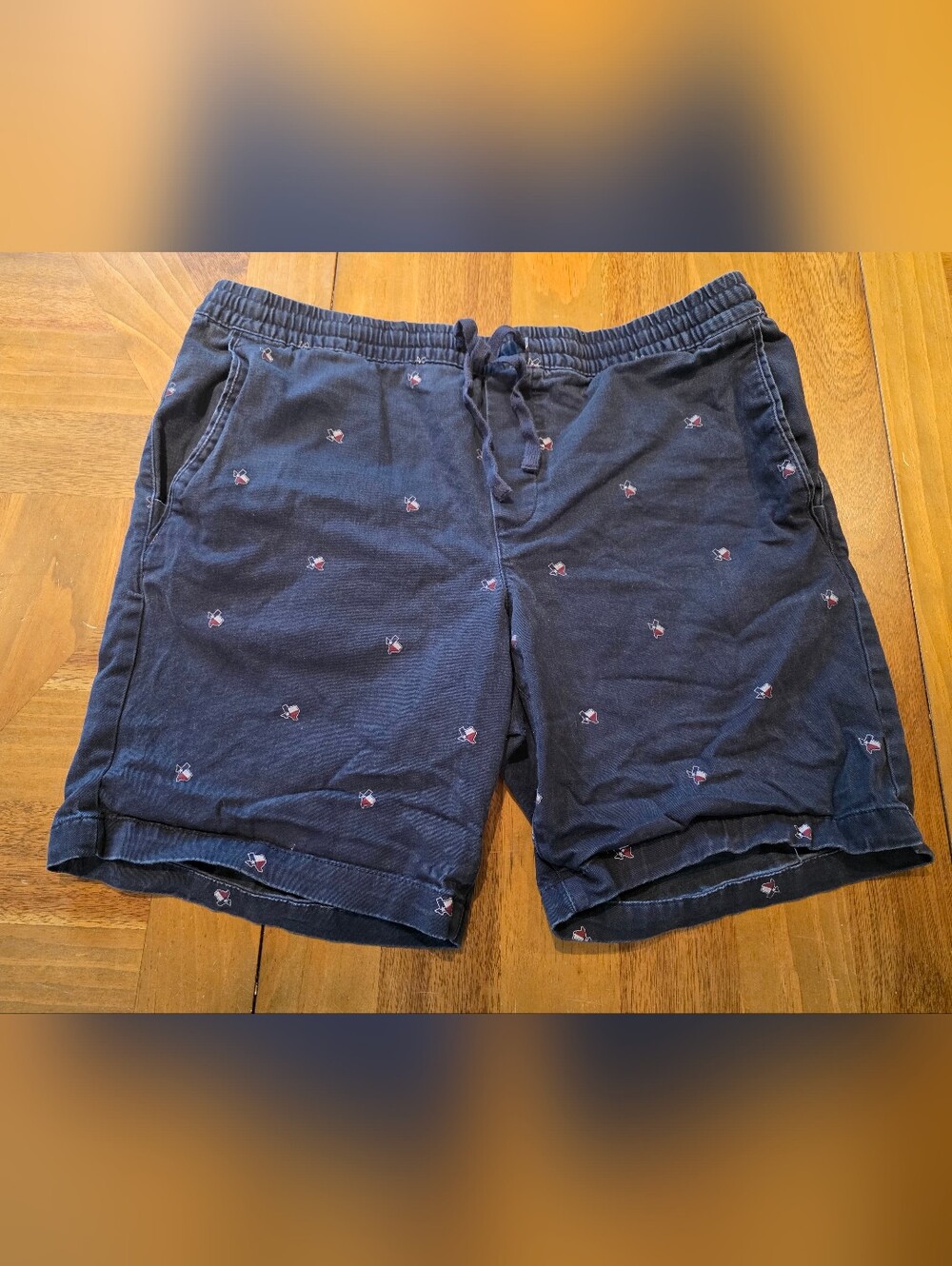 George Navy Blue Chino Shorts Sz Large / 36-38 Texas State Pattern Texan Proud